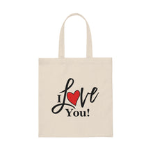 Load image into Gallery viewer, "I Love You" Canvas Tote Bag