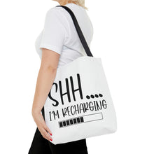 Load image into Gallery viewer, "Shh I'm Recharging" Tote Bag