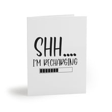Load image into Gallery viewer, "Shh I'm Recharging" Greeting Cards (8, 16, and 24 pcs)