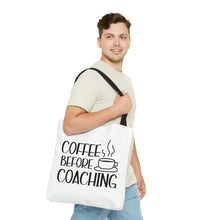 Load image into Gallery viewer, "Coffee Before Coaching" Tote Bag