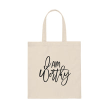 Load image into Gallery viewer, "I Am Worthy" Canvas Tote Bag