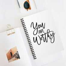 Load image into Gallery viewer, "You Are Worthy" Wide Ruled Spiral (Inspirational) Notebook