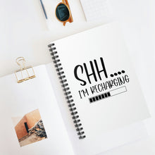 Load image into Gallery viewer, &quot;Shh I&#39;m Recharging&quot; Wided Ruled Spiral Notebook
